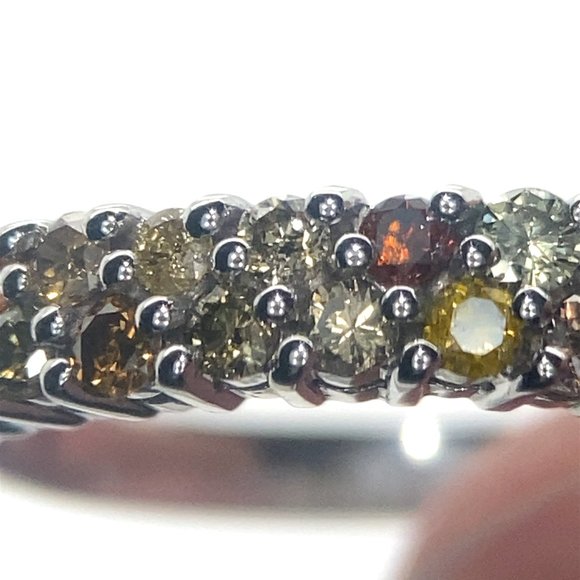 Fancy Colored Diamonds .65ct Solid 14K White Gold Ring - Picture 3 of 7